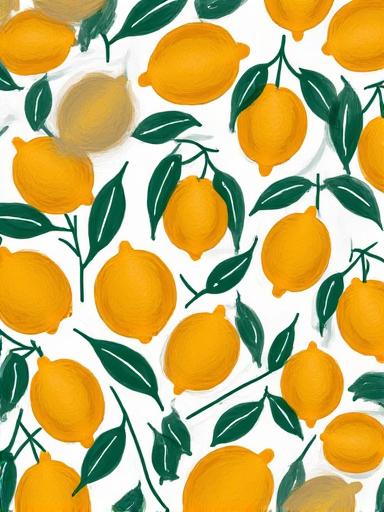 Carta da parati vivace con limoni e arance della collezione Agrumi di Sicilia.